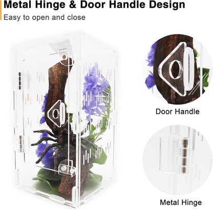 Jumping Spider Enclosure, Spider Terrarium, Acrylic Enclosure Kit, Small Terrarium, Insect Habitat for Spiders, Praying Mantis, Arboreal Tarantula, Bug, Frog, Snail, Lizard and Small Reptiles