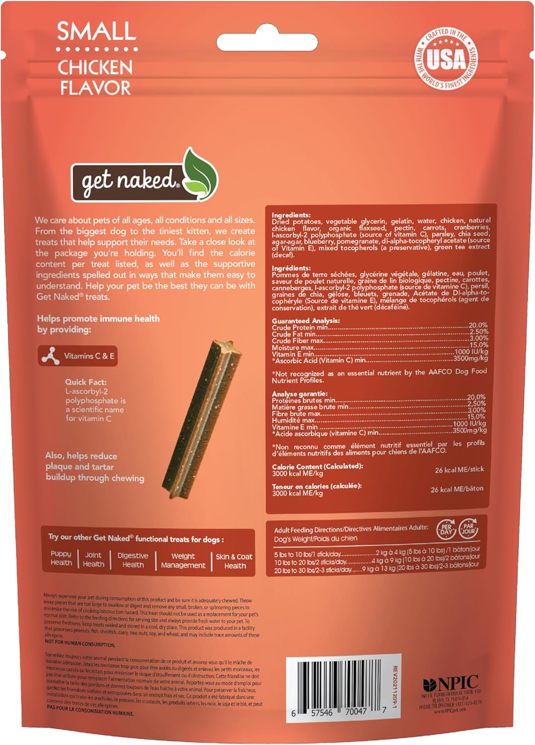 Get Naked Grain Free 1 Pouch 6.2 Oz Super Antioxidant Dental Chew Sticks, Small