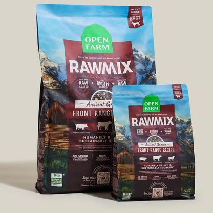Open Farm, RawMix Grain-Free Dry Dog Food, Protein-Packed Kibble Coated in Bone Broth with Freeze Dried Raw Chunks, Beef Pork & Lamb, Front Range Recipe, 20lb Bag
