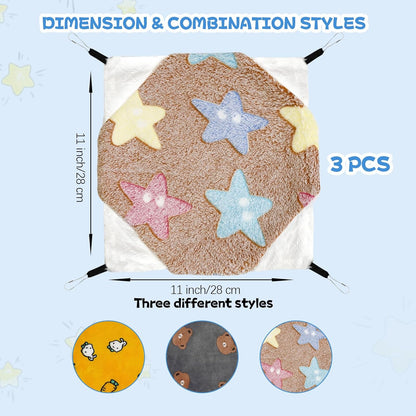 3 Pcs Guinea Pig Hammock, Rat Ferret Hanging Hammock Guinea Pig Accessories for Small Animals Chinchilla Parrot Sugar Glider Ferret Hamster Squirrel (11"×11")