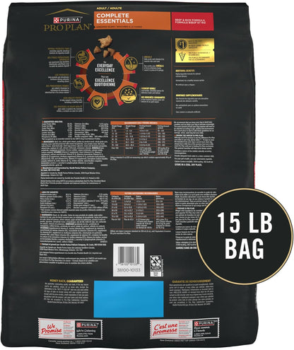 Purina Pro Plan Complete Essentials Shredded Blend Beef and Rice Dog Food Dry Formula with Probiotics for Dogs - 15 lb. Bag