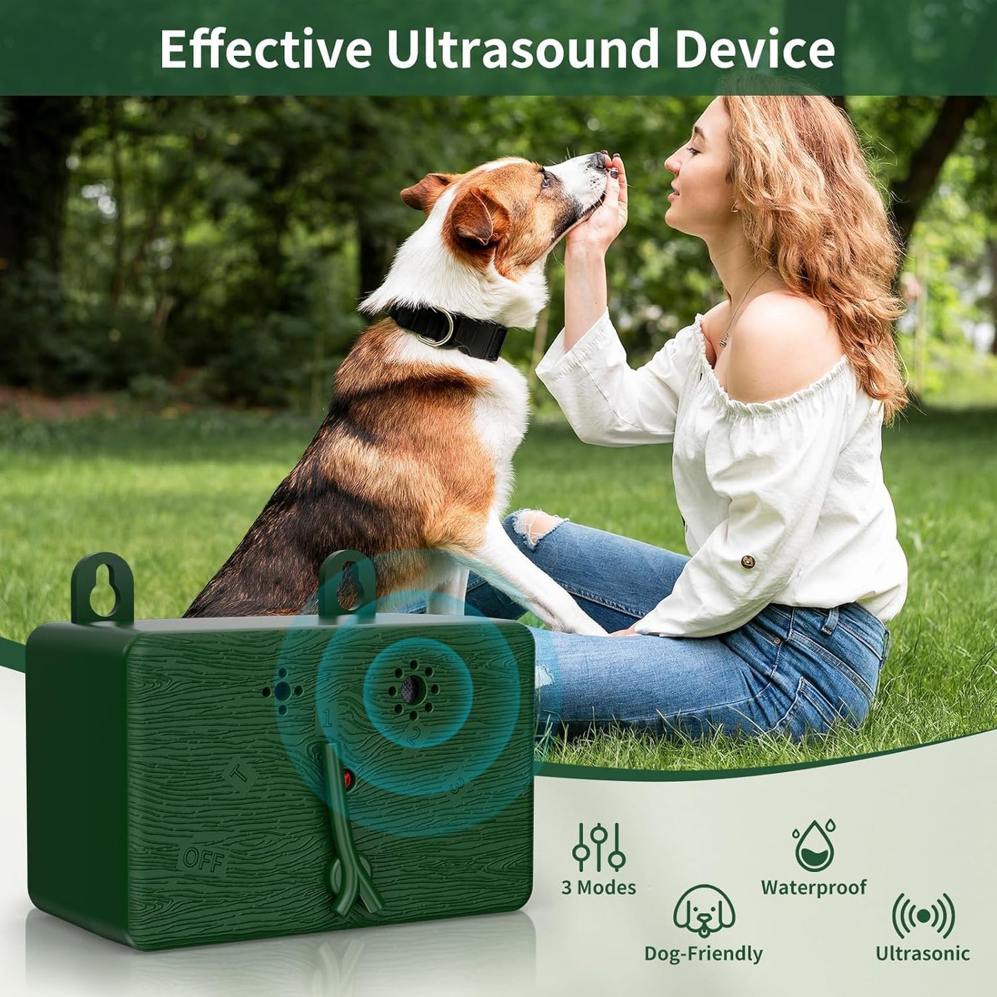 Anti Barking Devices for Dogs, 50FT Ultrasonic Dog Bark Control Devices with 4 Modes, Ultrasonic Dog Deterrent Bark Box Sonic Dog Barking Deterrent Devices for Indoor/Outdoor Dog Use