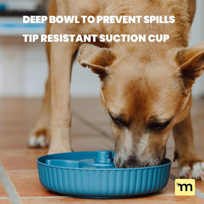 MalsiPree Spinning Slow Feeder Dog Bowl, Anti-Choke Non-Slip Feeding for Small & Large Breeds with 2 Puzzle Mats, Blue - Dog Bowls - Puzzle Feeder - Slow Feeders