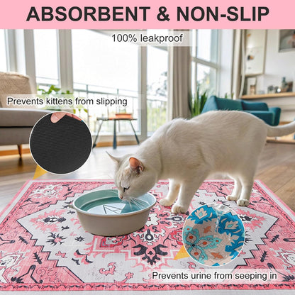 BEAUTYZOO Cat Litter Mat Litter Trapping Mat, 28"x 36" Large Litter Box Mat, Waterproof Kitty Litter Mat, Non-Slip Litter Rug Mats Pads for Floor Scatter Control, Soft on Paws & Easy to Clean, Pink