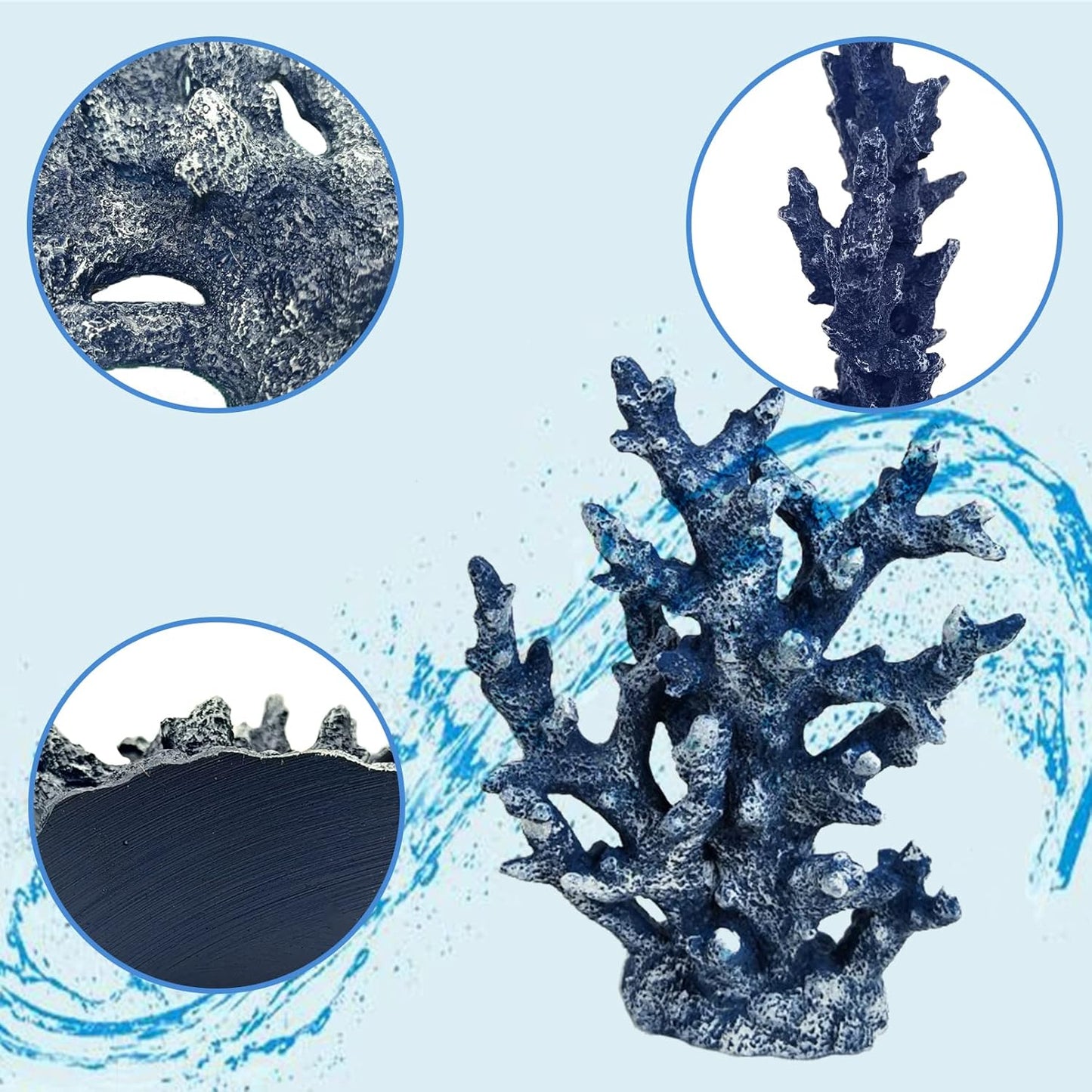 PINVNBY Artificial Coral Ornament Aquarium Sea Plants Decoration Underwater Craft Resin Fish Tank Landscape (Blue)
