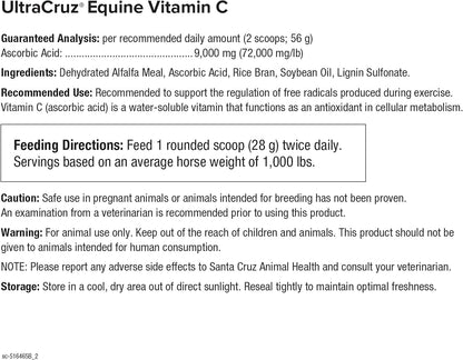 UltraCruz Equine Vitamin C (Ascorbic Acid) Supplement for Horses, 4 lb, Pellet (32 Day Supply),sc-516465 (Pack of 2)