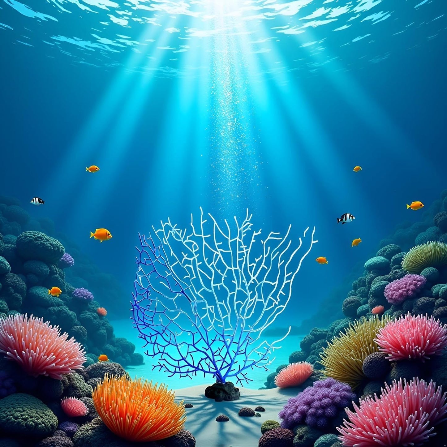 Blue Artificial Coral Branch Aquarium Decoration, Faux Ornament Fish Tanks Landscape Sea Fan Decorations Artificial Coral Branch Aquarium Décor