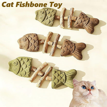 Purrident - Fix Cat Dental Health, Natural Dental Chew for Cats, Fishbone Shape Cat Teething Toy with Catnip, Durable Feline Tooth Care Tool for Indoor & Adult Cats (3PCS-D)