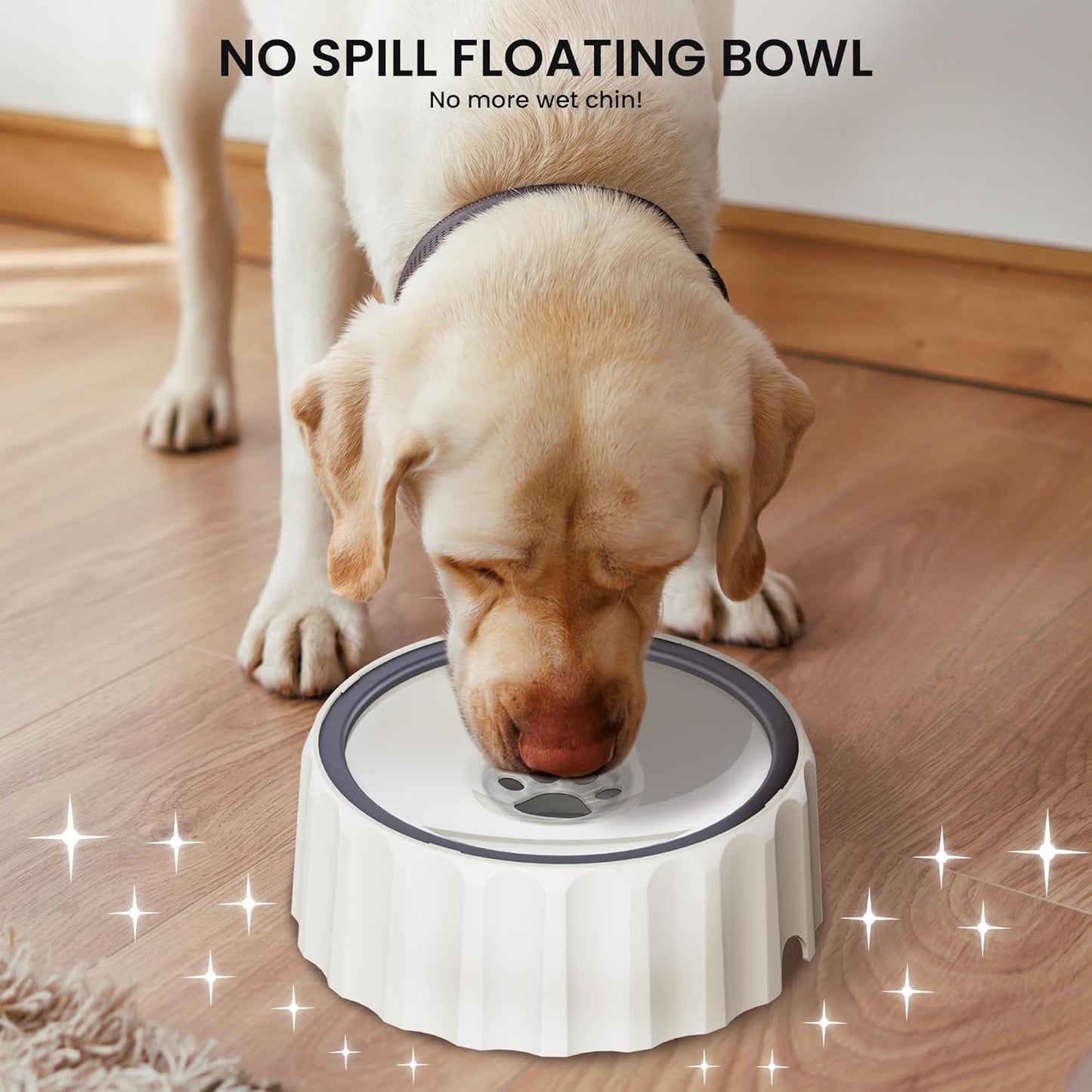 Dog Water Bowl No Spill 70oz/2L Large Capacity Dispenser Non Slip No Splash Bowl Pet Slow Feeder No Drip Dog Water Bowl on Vehicle Slow Water Bowl for Dogs and Cats