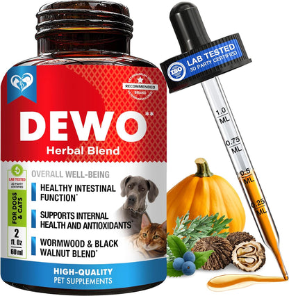Natural Intestinal Defense for Dogs, Puppies & Cats, Kitten – Herbal Cleanse with Wormwood, Black Walnut – Promotes Healthy Gut – Advanced Broad Spectrum Formula for Large, Medium Small para Perros