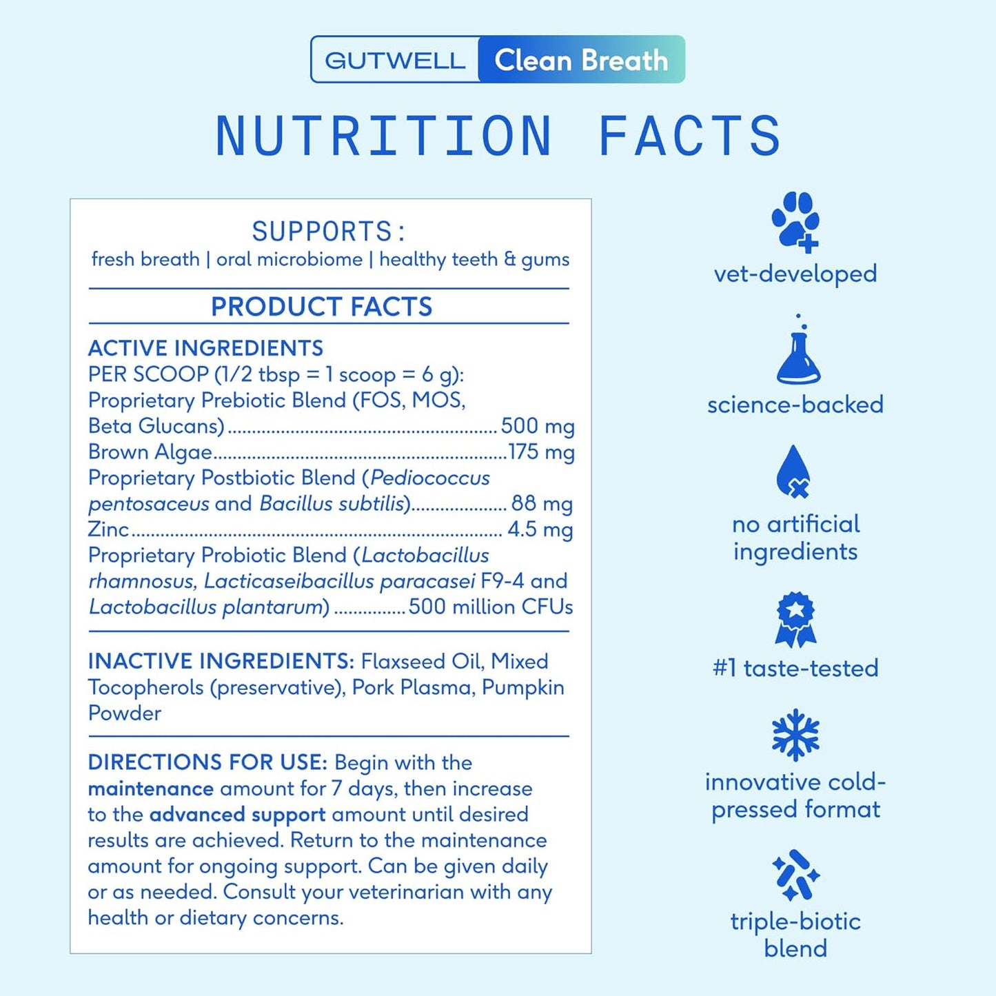 Native Pet Complete Wellness Trio: 60 Scoops GutWell Clean Breath - Dog Breath Freshener, 30 Scoops 11-in-1 Vitamins & Supplements & 8 Oz Omega 3 Fish Oil for Dogs & Cats
