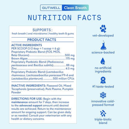 Native Pet Complete Wellness Trio: 60 Scoops GutWell Clean Breath - Dog Breath Freshener, 30 Scoops 11-in-1 Vitamins & Supplements & 8 Oz Omega 3 Fish Oil for Dogs & Cats