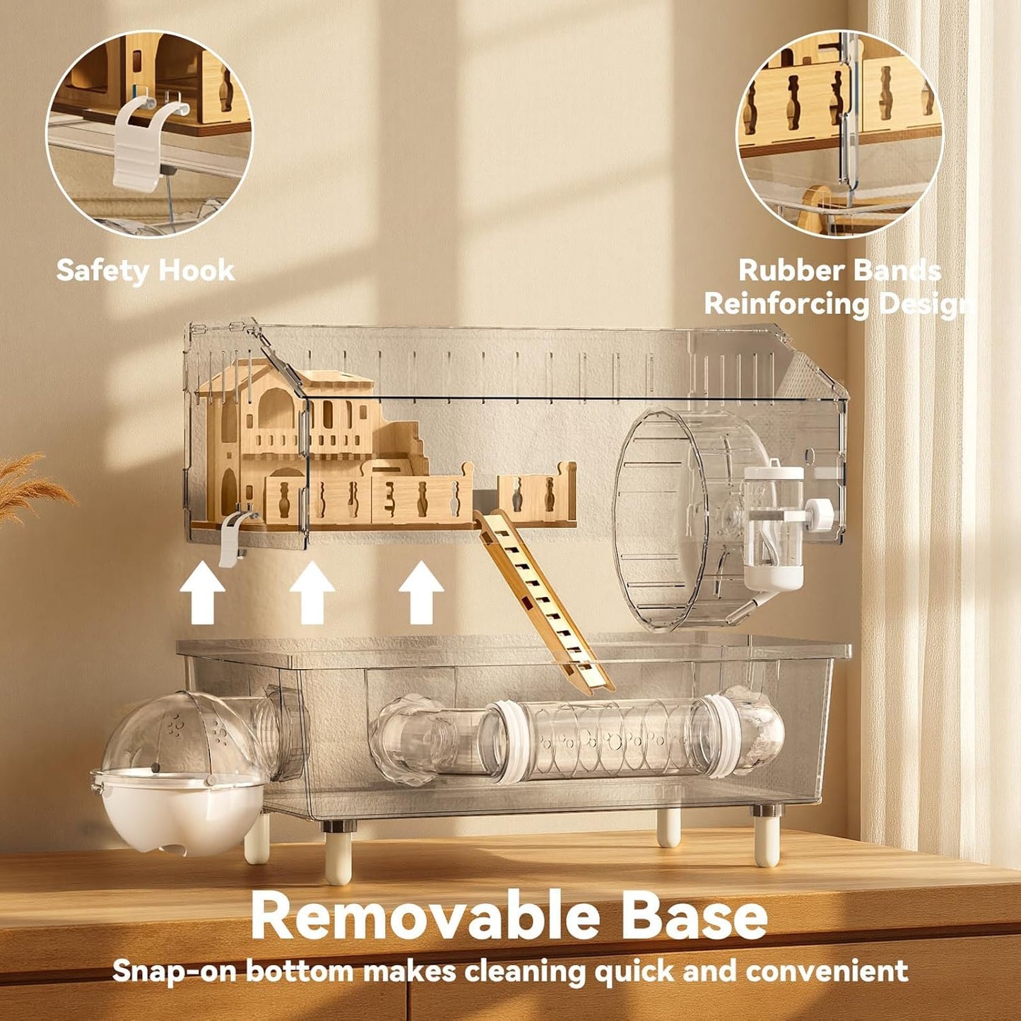 9-in-1 Acrylic Hamster Cage, Clear Dwarf Hamster Cage, with Tubes and All Accessories, 2-Tier Mouse Habitat, Easy to Clean, Suitable for Small Pets