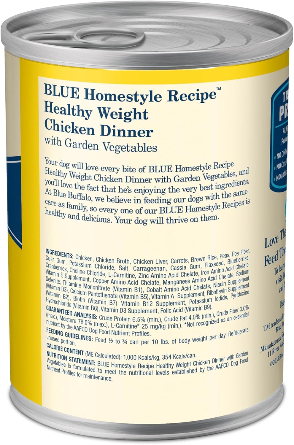 Blue Buffalo Homestyle Recipe Natural Adult Healthy Weight Wet Dog Food, Chicken 12.5-oz can (Pack of 12)