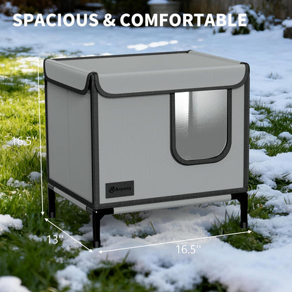 Outdoor Cat House for Winter-Weatherproof Stray Cats Shelter with Thermal Aluminum Foil for Outside