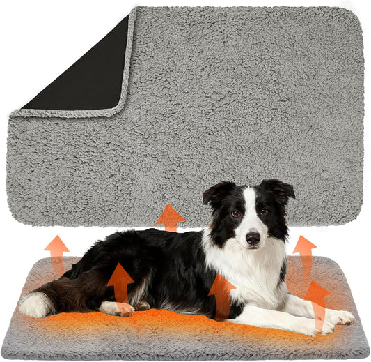 2 Pack Self Warming Dog Mats – 36"×24" Thermal Heating Pet Pads for Medium & Large Dogs, Soft Thick & Cozy for Extra Warmth, Washable, Non-Electric & Non-Slip Crate Beds for Indoor Outdoor Use