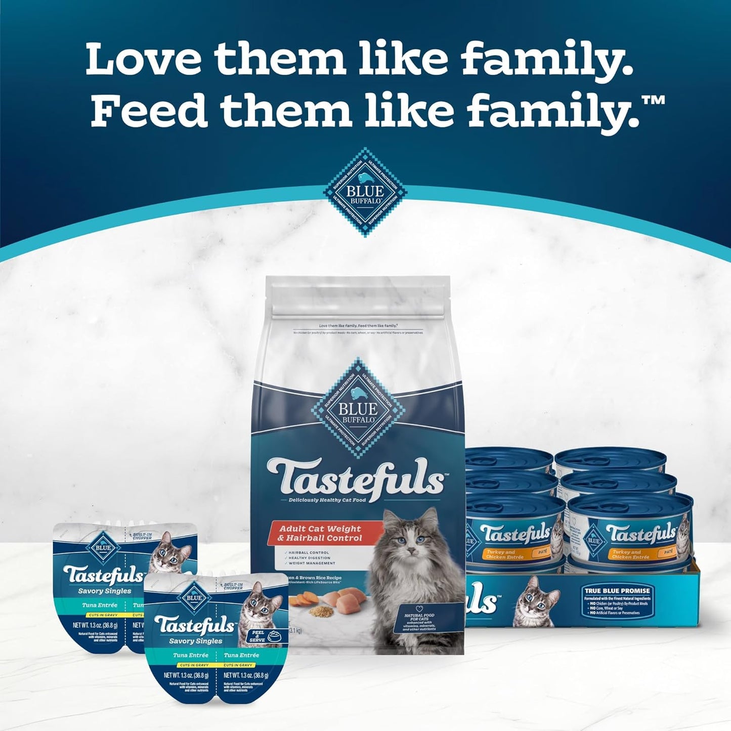 Blue Buffalo Tastefuls Adult Dry Cat Food for Weight Management & Hairball Control, Made in The USA with Natural Ingredients, Chicken Recipe, 7-lb Bag