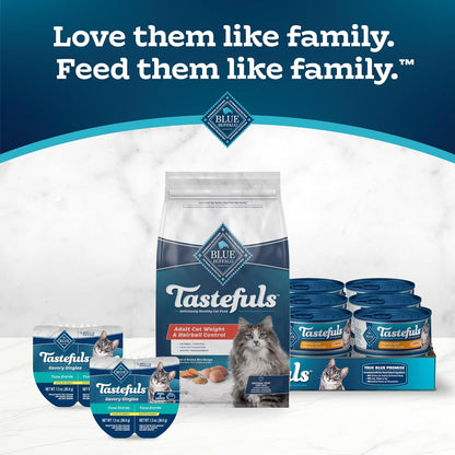 Blue Buffalo Tastefuls Adult Dry Cat Food for Weight Management & Hairball Control, Made in The USA with Natural Ingredients, Chicken Recipe, 7-lb Bag