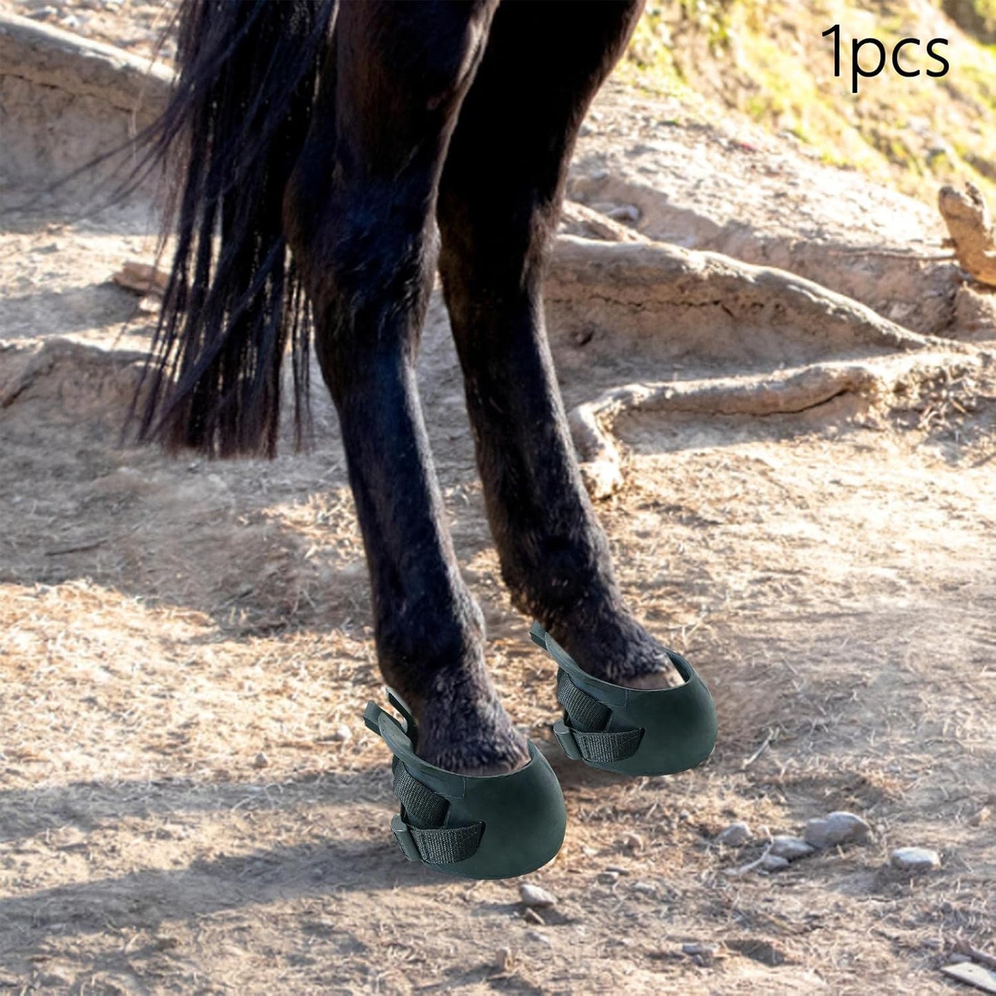 Horse Hoof Boots Sturdy Comfortable Protective Cover Equine Hoof Protector Horses Protection Rubber for Riding Training Equestrian Supplies, L