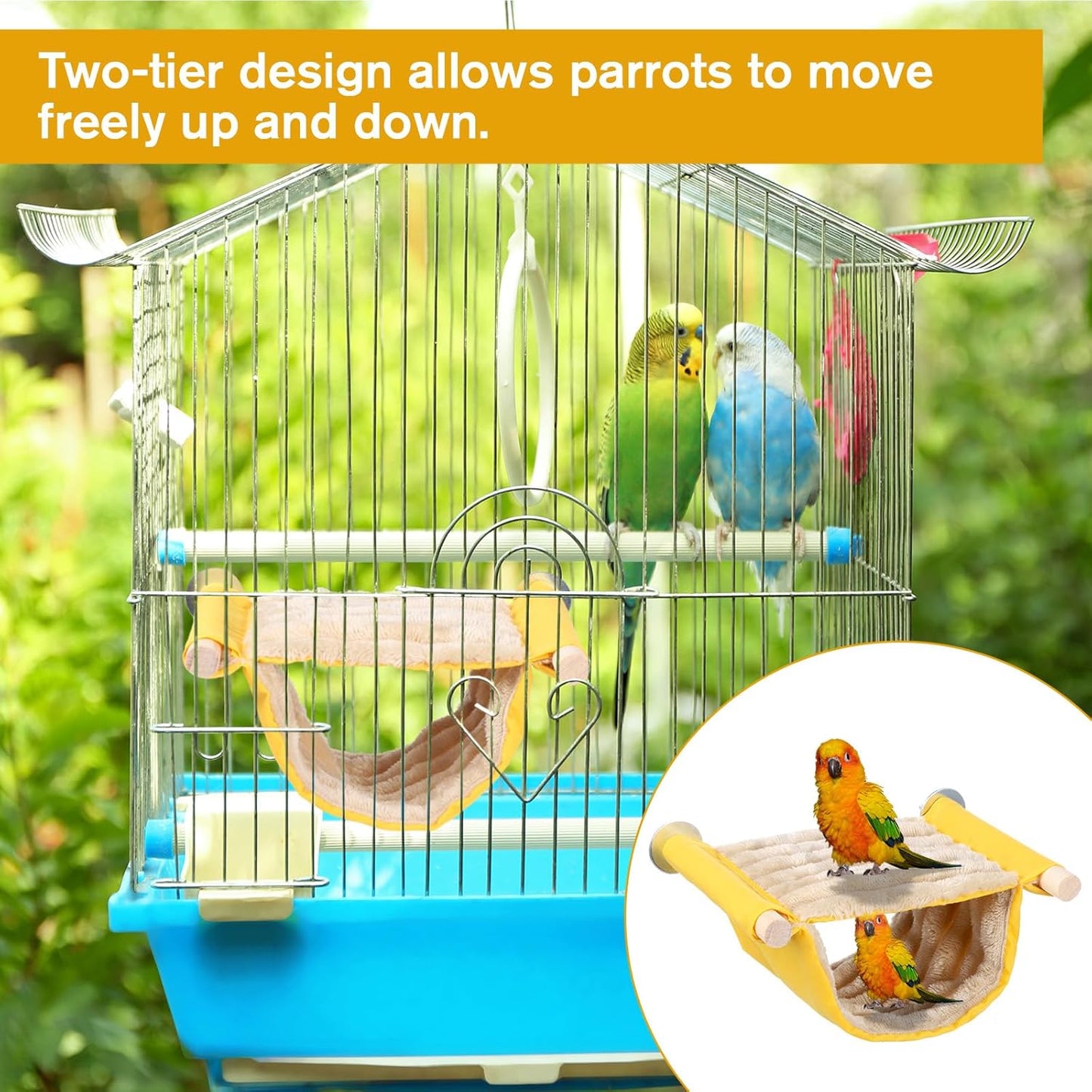 Bird Hammock,Bird Bed for Cage, Winter Warm Bird Nest Bed, Parrot Hanging Hammock Snuggle Hut, Double Layer Cage Perch for Parakeet Budgies Cockatiels Lovebird Finch Hamster Chinchilla