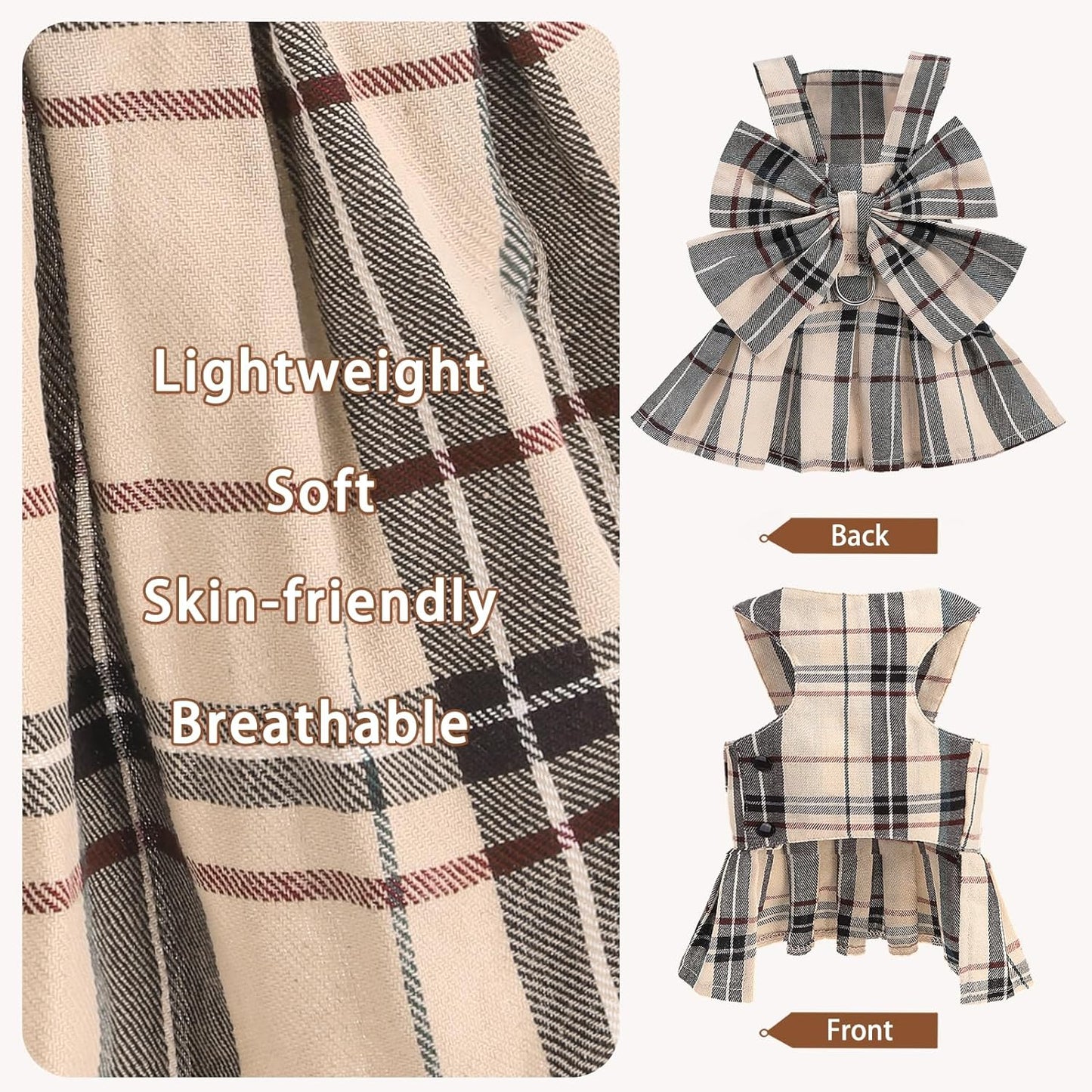 PUPTECK Adjustable Dog Harness Collar Leash with Dress Set