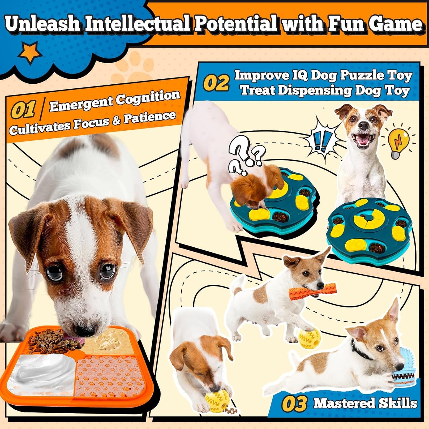 PETCARE 9 PCS Interactive Enrichment Dog Puzzle Toy Set, Mentally Stimulating Cognitive Dogs Toys for Small Medium Smart Dogs Cat, Includes Treat Dispensing Dog Toys, Lick Mat, Puppy Teething Chew Toy