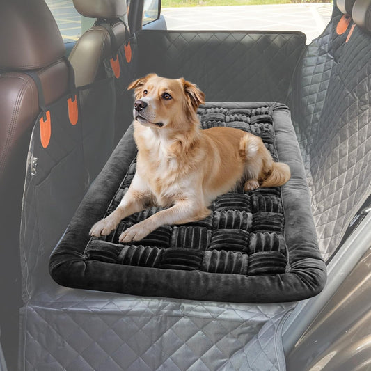Backseat Pet Bed Mat, Dog Bed for Cars, Fit for Backseat Extenders, Car Seat Protector, Nonslip Soft Durable for Cars (Dark Gray, 24.5" x 51")