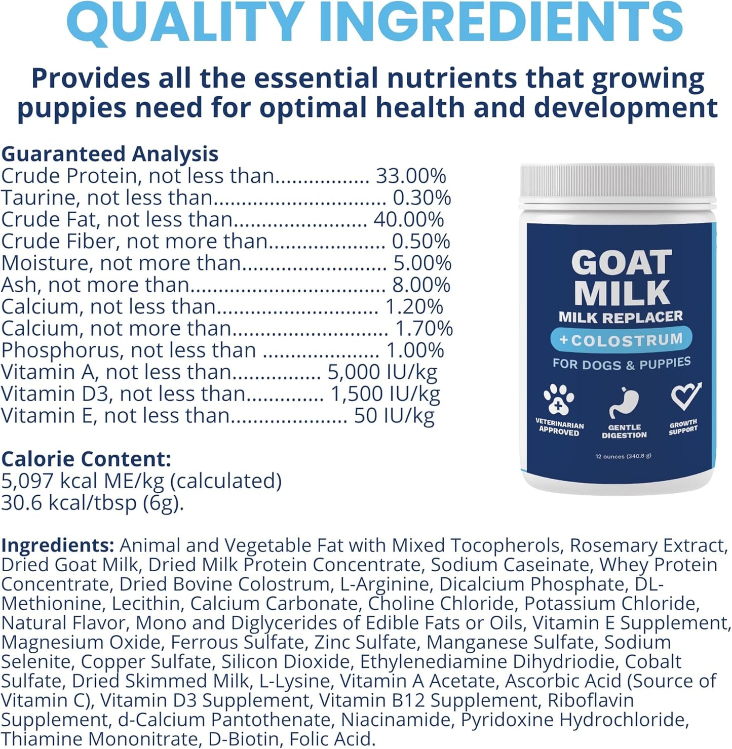 Under the Weather Puppy Milk Replacement Formula + Colostrum for Dogs & Puppies | Goat Milk Replacer Powder | Goat-Based Formula with Colostrum for Immune & Digestive Support - 12 oz