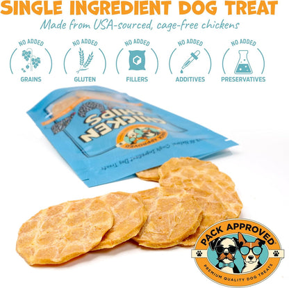 Chicken Chips - Crunchy, Single Ingredient Dog Treat -100% All Natural Chicken Breast - 4oz