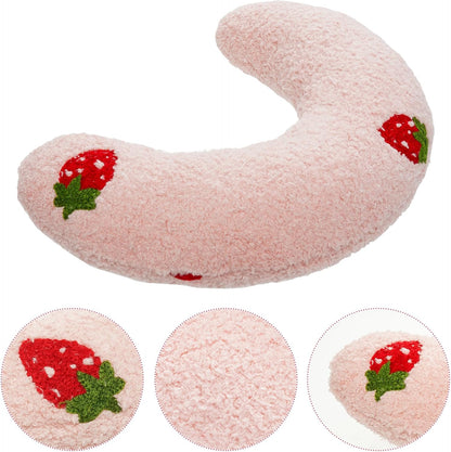 Lystaii Cat Calming Pillow for Indoor Pets - Soft Fluffy Cat & Dog Bed - Anxiety Relief with Cute Embroidery Pattern (Pink, Strawberry)