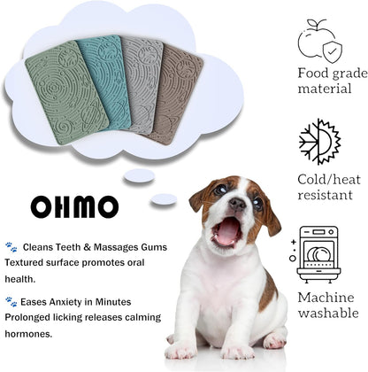 OHMO Lick Mat for Dogs & Cats - Large Size 9.8"×5.9" (2pcs, Blue+Green) - Space Star Design Slow Feeder with Suction Cups, Keep Them Busy & Anxiety Relief, Easy Clean Enrichment Accessories
