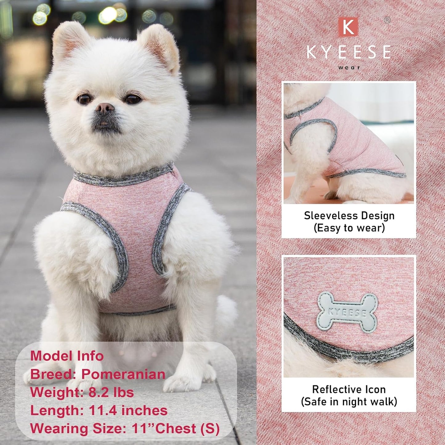 KYEESE 2Pack Dog Shirts Soft Tank Top Small Dog Shirt with Reflective Label Quick Dry Stretchy Sleeveless Vest Sun Protection Lightweight Pet Clothes, Large