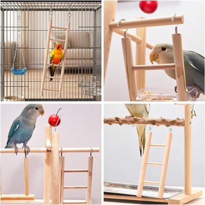 3 Pack Wooden Bird Ladder, Bird Cage Ladder Climbing Toys for Parakeets, Parrots, Cockatoo & Lovebirds