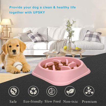 UPSKY Slow Feeder Small Dog Bowl - Anti-Slip Puzzle Bowl Feeder, Interactive Bloat Stop, Anti-Choking