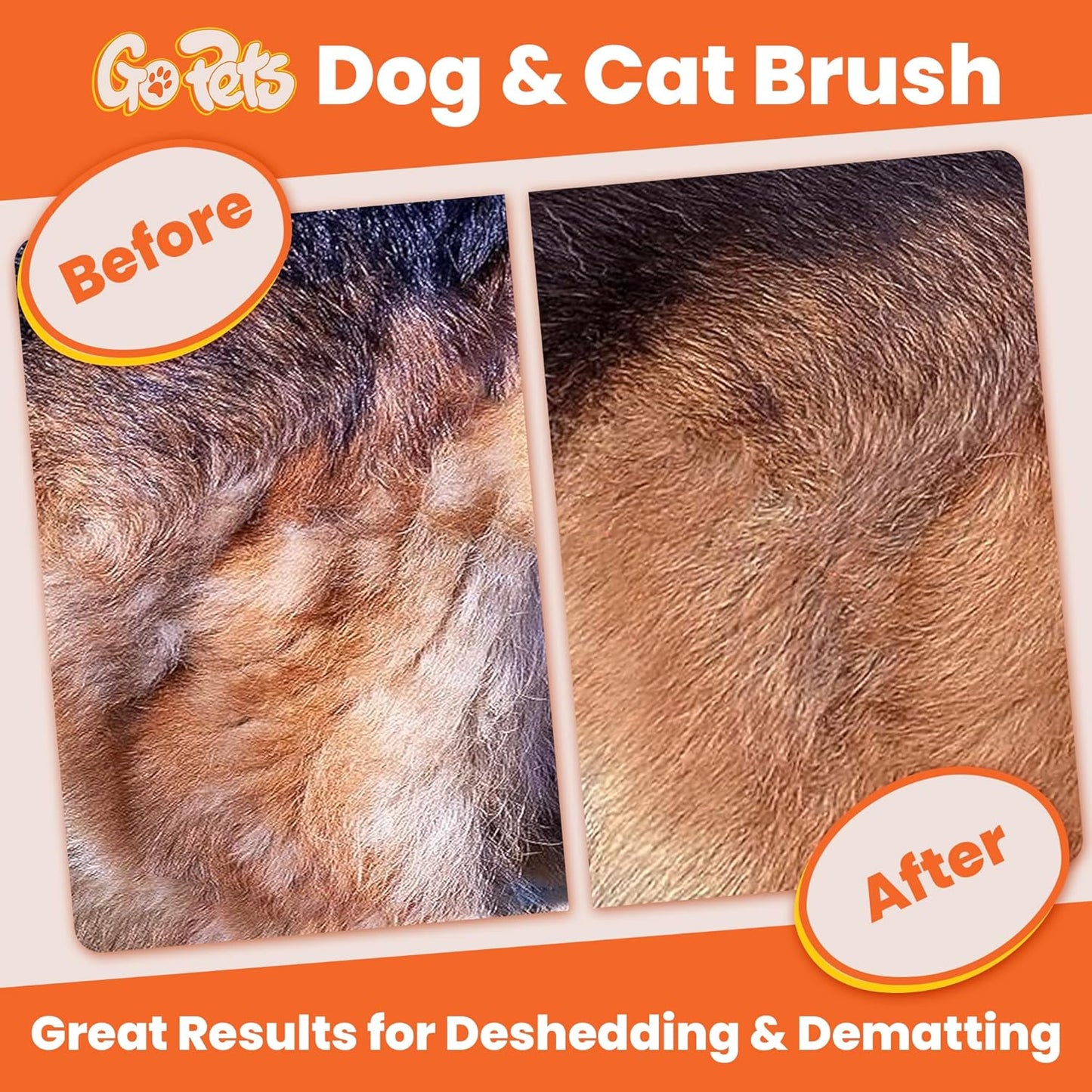 GoPets Dematting Comb for Dogs, Pet Grooming Rake, Double-Sided Dog Brush for Shedding, Deshedding Brush for Cats, Undercoat Mat Dematting Tool for Long Haired Cats, Cat Comb for Grooming Matting Hair