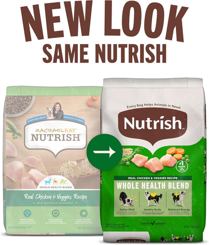 Nutrish Real Chicken & Veggies Recipe Whole Health Blend Dry Dog Food, 28 lb. Bag, Packaging May Vary (Rachael Ray)