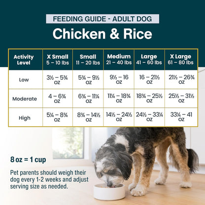 JustFoodForDogs Frozen Fresh Dog Food, Complete Meal or Topper, Chicken & Rice Human Grade Recipe, 18 oz (Pack of 7)