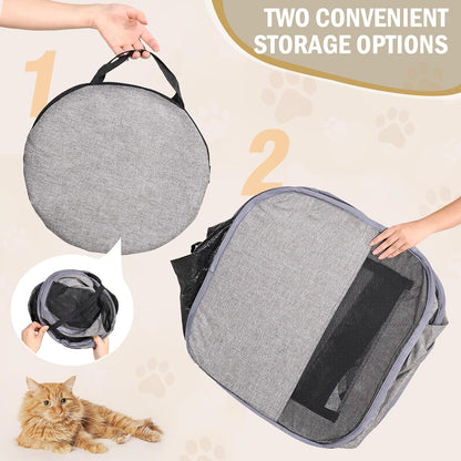 Large Outdoor Cat Playpen, Foldable 2-in-1 Zone Waterproof Cat Enclosure Puppy Pen for Outdoor Use, Portable Pet Playpen with Soft Sides, Great for Gardens, Camping, Backyard