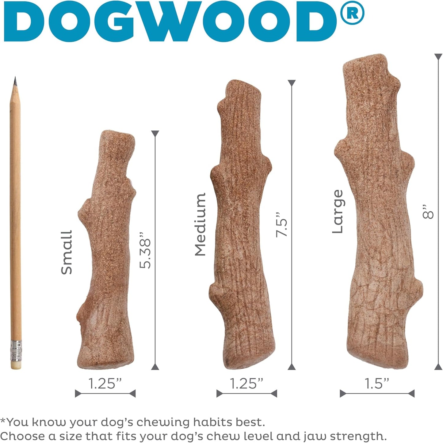 Outward Hound Dogwood Durable Dog Chew Toys, Real Wood & Mesquite, 2-Pack, Medium