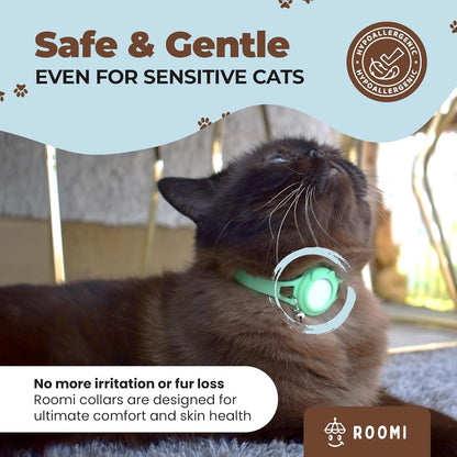 Hypoallergenic cat Collar with Breakaway Clasp, Bell & ID Tag. Compatible with Apple Airtag. Waterproof & Lightweight cat Collar with airtag Holder. Durable & Tear Resistant.