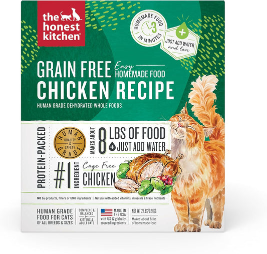 The Honest Kitchen Human Grade Dehydrated Grain Free Chicken Cat Food, 2 lb Box