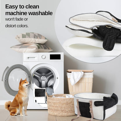 Dog Car Seat for Small Dogs Adjustable Portable Center Console Dog Car Seat Removable Cat Booster Cars Seats - Safety Belt with Cushion Anti-Collapse for Puppy Kitten Up to 15 Lb