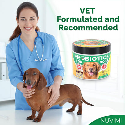 Probiotics for Dogs - Dog Probiotic & Prebiotic Tablets - Digestive Support Supplement for Gut Health, Tummy Relief, Itching, Diarrhea, Allergies, Bad Breath - 120 Chicken Flavor