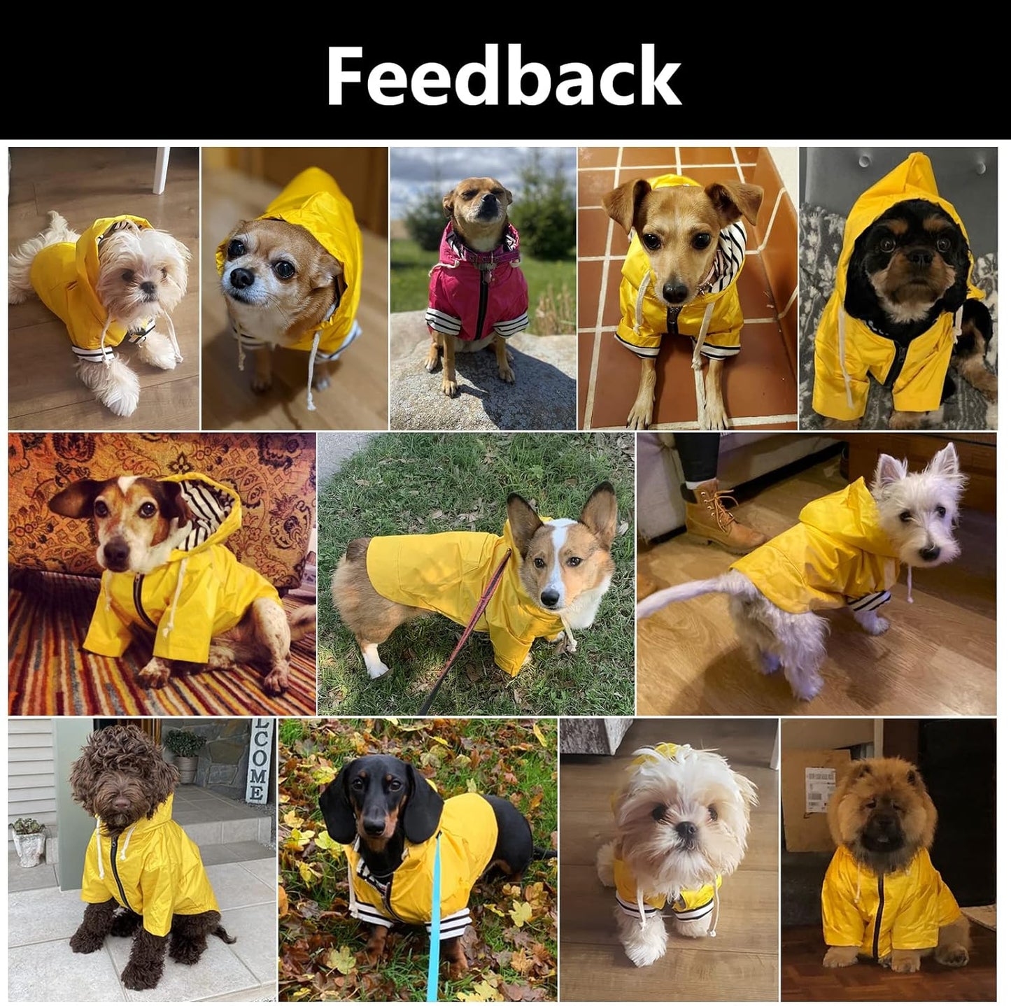 Dog Raincoat rain Jacket Raincoat Dogs Waterproof Small Medium Breeds Zip Closure Storage Pocket Harness Hole Red S