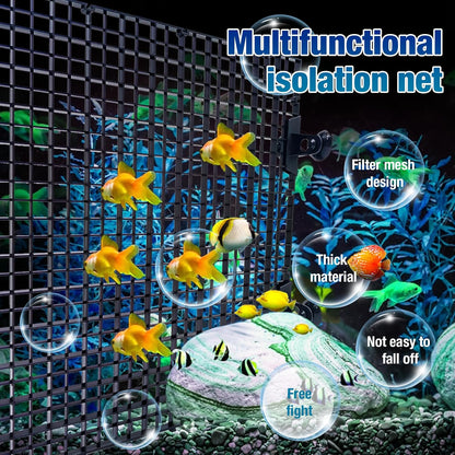 8 Pieces Fish Tank Divider with Sucker Clips 30x30cm/11.8x11.8“ Aquarium Filter Bottom Divider Partition Separator