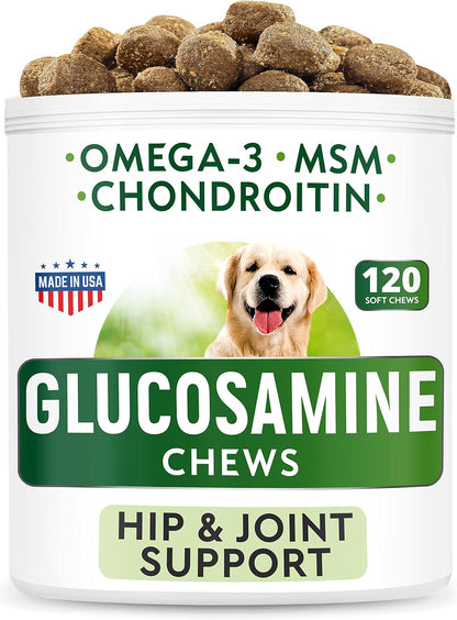 BARK&SPARK Glucosamine Dog Treats + Omega 3 for Dogs Bundle - Hip Support and Joint Pain Relief Supplement + Fish Oil Chews for Shedding, Skin Allergy, Itch Relief, Skin and Coat Supplement