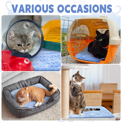 4 Pack Self Heating Cat Pad Self Warming Cat Bed Non Slip Warm Thermal Dog Pad Mat Washable Pet Kennel Crate Bed Mat for Pets Indoor Outdoor (Blue,16 x 20 Inch)