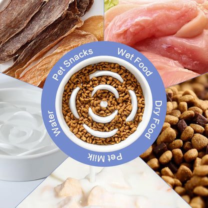 6'' Ceramic Slow Feeder Dog Bowls - Petal Shape Modern Dog Food Dish for Cats and Small Breed Dogs, Puzzle Maze Bowl to Slow Down Eating, Anti-Gulping, Dishwasher & Microwave Safe, White