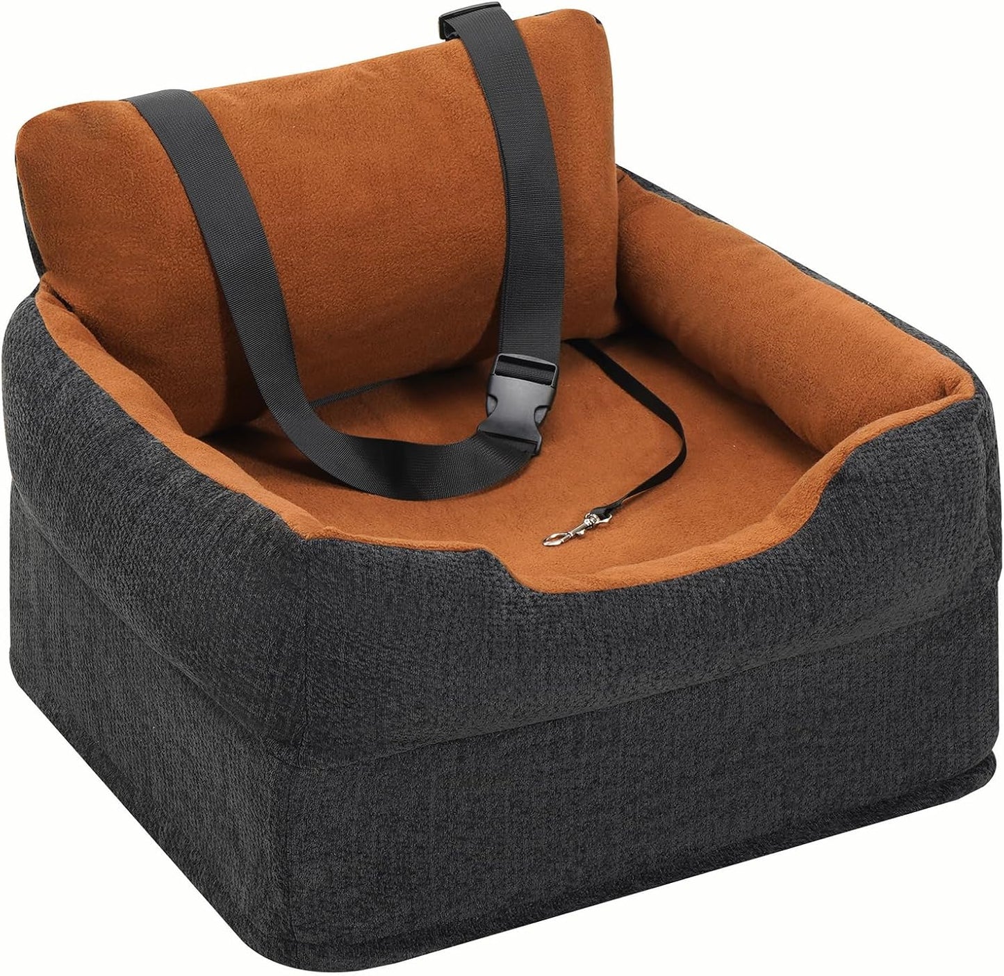 Avont Dog Car Booster Seat for Small/Medium Dogs Under 30 lbs, Elevated Puppy Carseat, Front Seat Pet Car Bed -Black