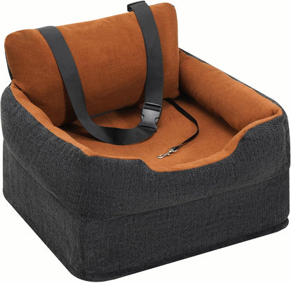 Avont Dog Car Booster Seat for Small/Medium Dogs Under 30 lbs, Elevated Puppy Carseat, Front Seat Pet Car Bed -Black